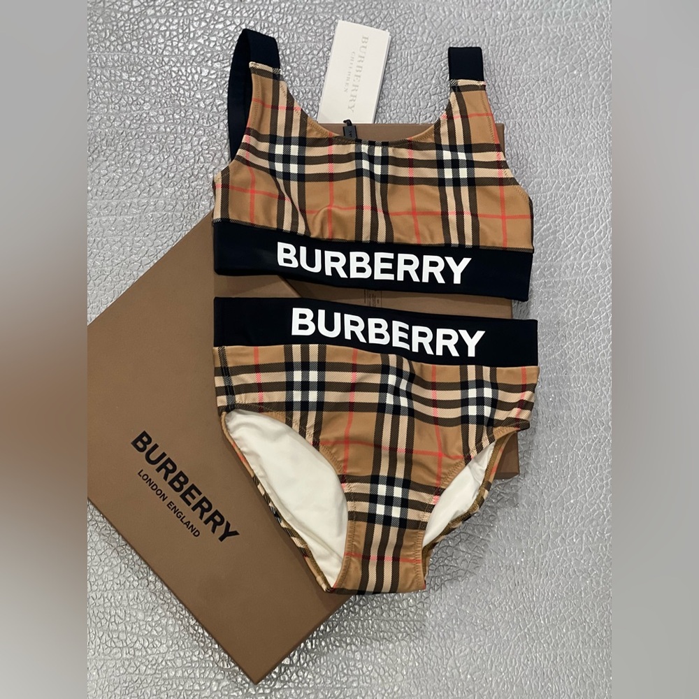 Burberry Beige and Black Check Bikini